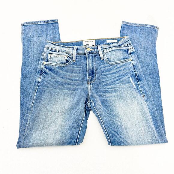 Frame Le Boy Split Hem Ankle Zipper Picadilly Zip Fly Denim Jeans Size 25 - Picture 4 of 10